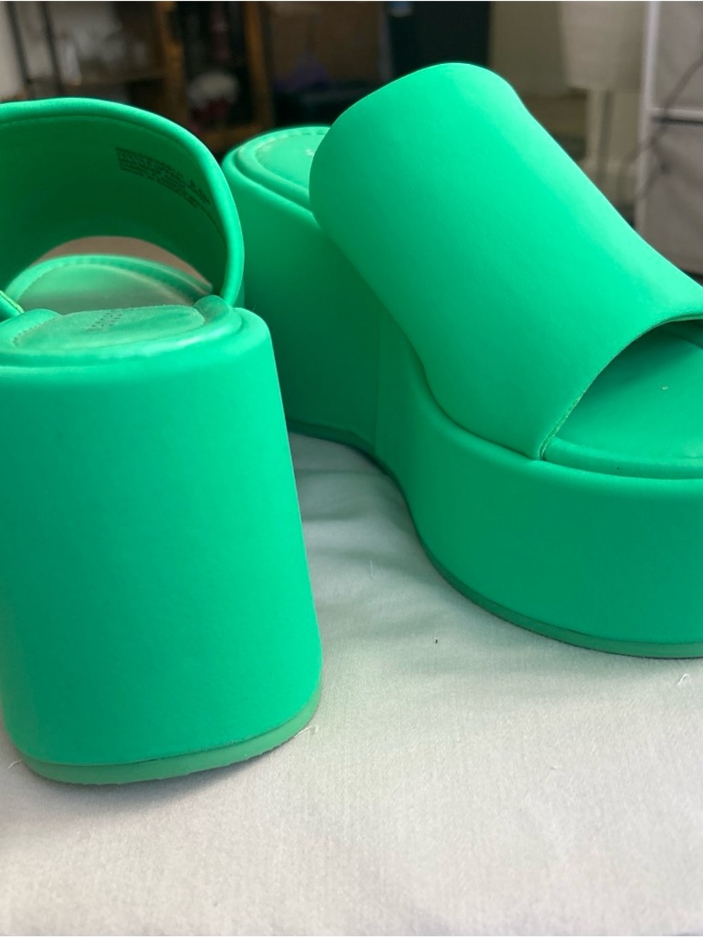 Madden Girl Neon Green Platform Slide Sandals